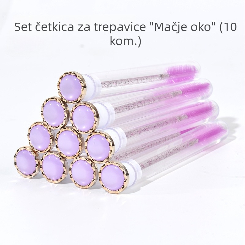Četverolisna djetelina i oblik mačjeg oka: četkica za trepavice, prozirni spremnik, zamjenjivi češalj za trepavice, spiralna kozmetička četkica za produženje trepavica