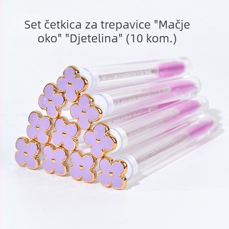 Četverolisna djetelina i oblik mačjeg oka: četkica za trepavice, prozirni spremnik, zamjenjivi češalj za trepavice, spiralna kozmetička četkica za produženje trepavica