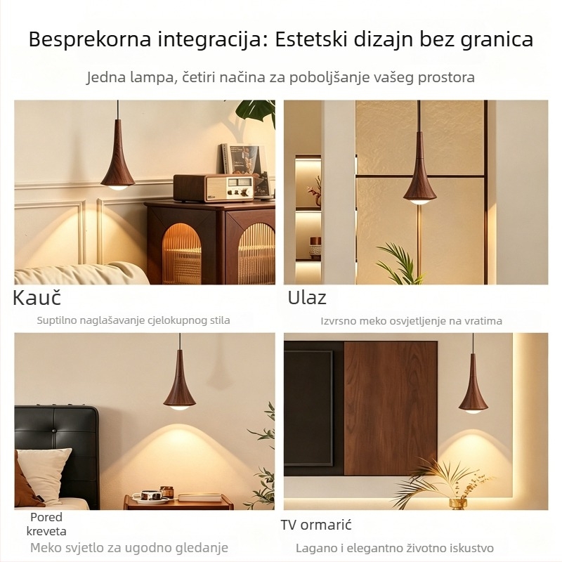 2026 novi model visećeg svjetla za hodnik u boji oraha, vintage stil, senzor dodira, inspirirano kineskim stilom noćna lampa