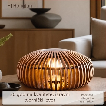 Vintage drveni abažur za viseću i podnu lampu, prirodna boja drveta, kafé stil rasvjete