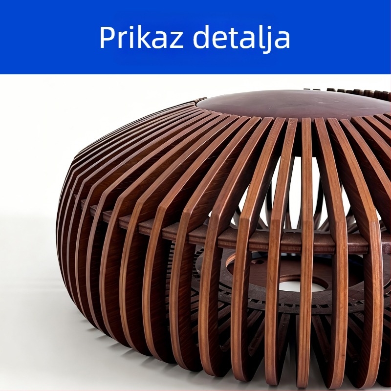 Vintage drveni abažur za viseću i podnu lampu, prirodna boja drveta, kafé stil rasvjete