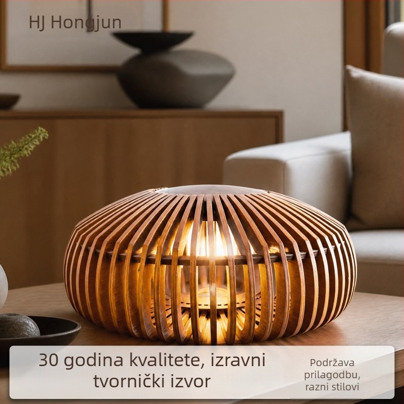 Vintage drveni abažur za viseću i podnu lampu, prirodna boja drveta, kafé stil rasvjete