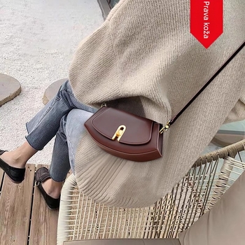 Ženska torbica od prave kože u stilu sedla, crossbody torbica za telefon, ljeto 2024