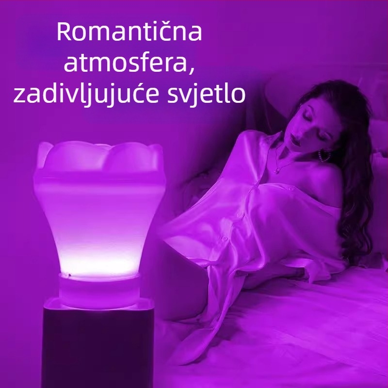 LED noćna lampica u obliku ruže sa prekidačem, priključna utičnica; boje crvena, ružičasta, ljubičasta, plava; romantična atmosfera