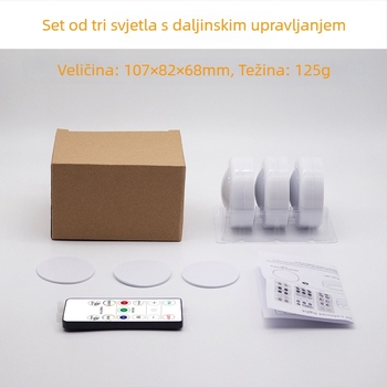 16 boja LED noćna lampica s tipkom i daljinskim upravljačem za promjenu boje, mini svjetlo za ormarić, infracrveno daljinsko upravljanje