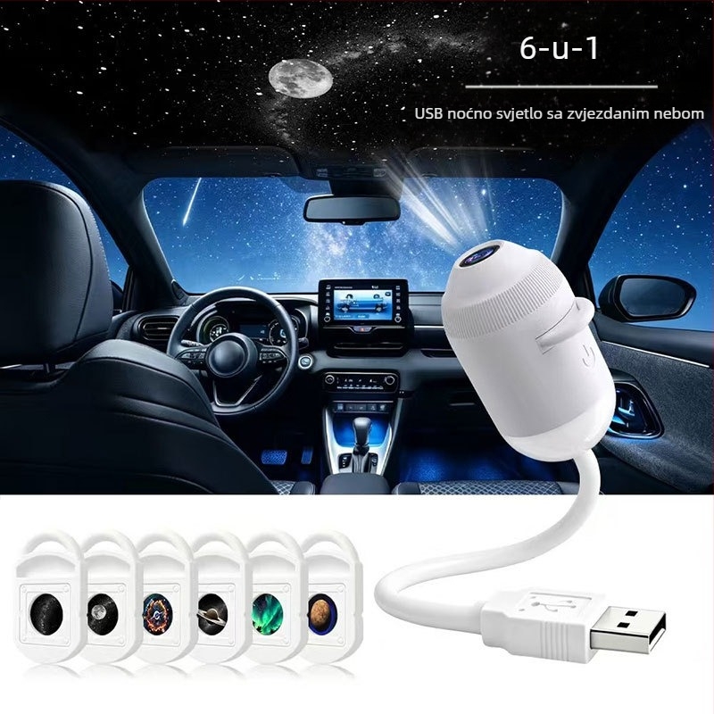 USB projektor zvjezdano nebo za unutarnji prostor automobila i spavaću sobu – galaktičko ambijentalno osvjetljenje