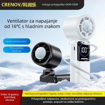 Ručni mini ventilator s hladnim paketom, tih, sklopiv, za kačenje na vrat, stolni USB punjač, prijenosno hlađenje, ugrađeni 6000 mAh aku