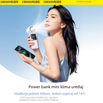 Ručni mini ventilator s hladnim paketom, tih, sklopiv, za kačenje na vrat, stolni USB punjač, prijenosno hlađenje, ugrađeni 6000 mAh aku