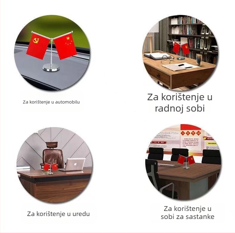 Krištalni ukras s nacionalnom zastavom i zastavom stranke za automobil i stol