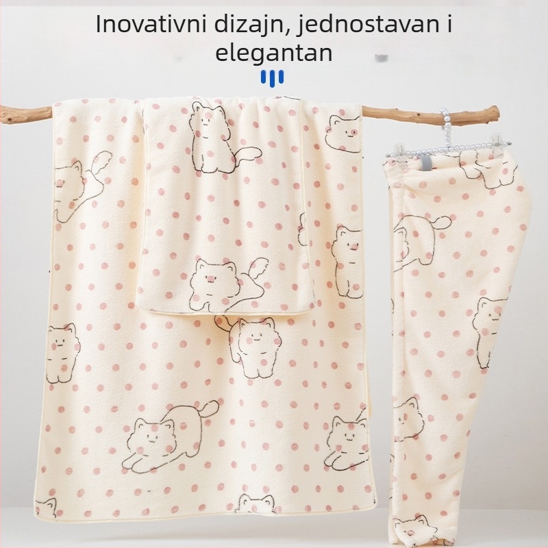 Early Wisdom ručnik za kupanje od koralnog baršuna – visoka apsorpcija, bez dlačica, Klasa A, poklon
