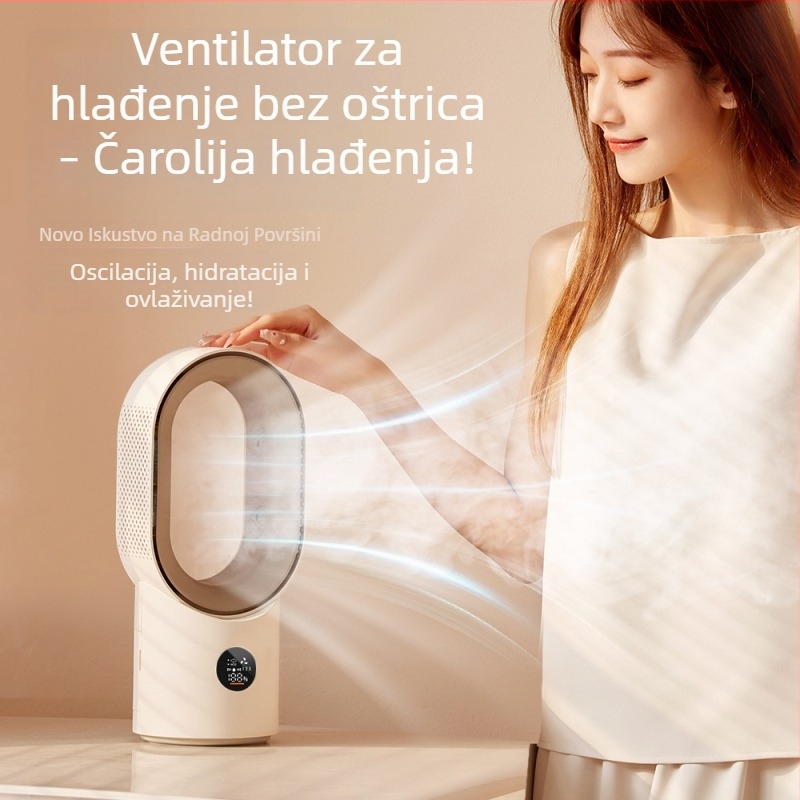 Stolni ventilator bez lopatica, kompaktan za ured ili dom, punjivi, oscilirajući
