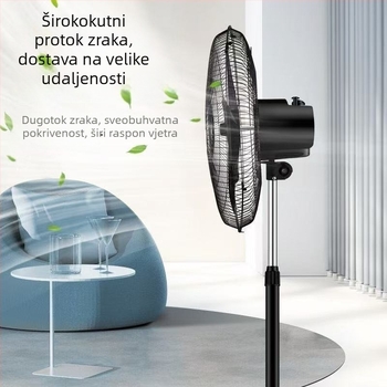 Industrijski podni ventilator, snažan električni ventilator za komercijalnu upotrebu, snažan protok zraka, visoka snaga, oscilirajuća glava, uspravni dizajn