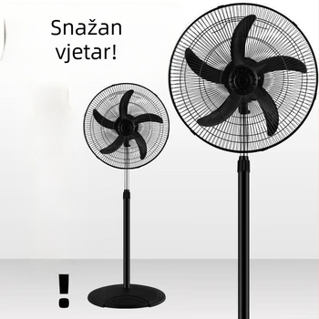 Industrijski podni ventilator, snažan električni ventilator za komercijalnu upotrebu, snažan protok zraka, visoka snaga, oscilirajuća glava, uspravni dizajn