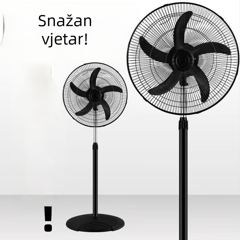 Industrijski podni ventilator, snažan električni ventilator za komercijalnu upotrebu, snažan protok zraka, visoka snaga, oscilirajuća glava, uspravni dizajn
