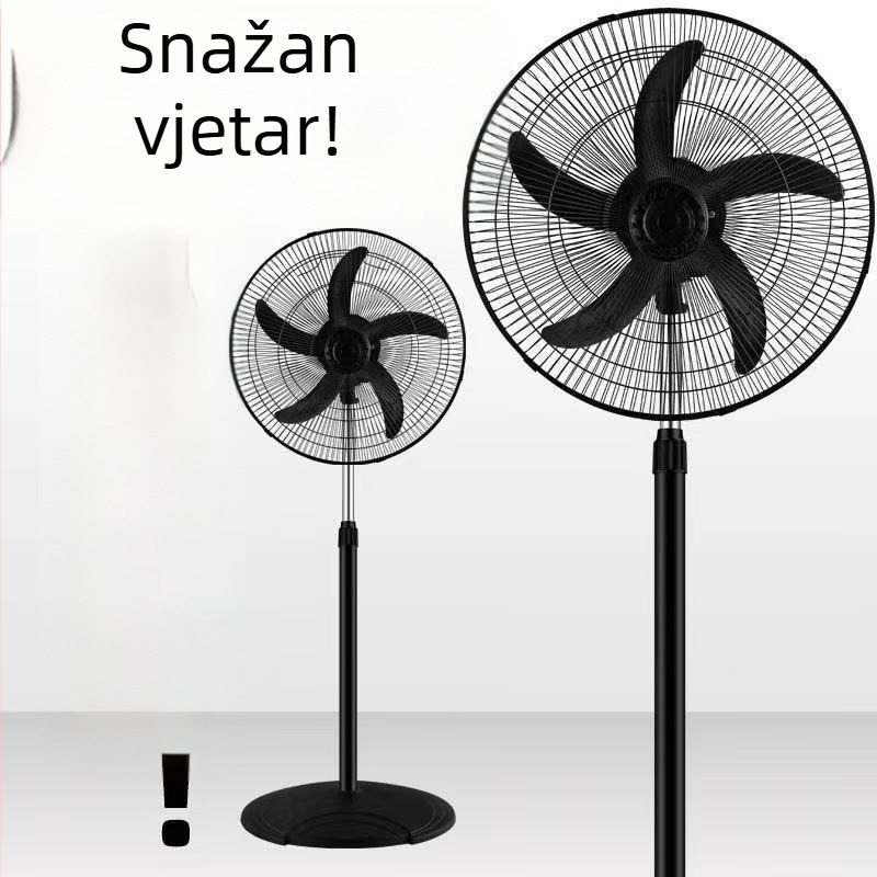 Industrijski podni ventilator, snažan električni ventilator za komercijalnu upotrebu, snažan protok zraka, visoka snaga, oscilirajuća glava, uspravni dizajn
