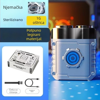 Vodootporan mini električni brijač za muškarce, putne veličine, rotirajuća dvoglava glava, kućište od aluminijske legure, mokro/suvo brijanje, punjivo