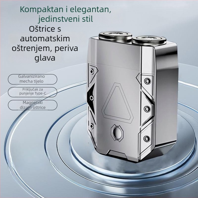 Muški električni brijač u Mecha-stilu, kompaktan, prijenosni, punjiv, perivi DS07