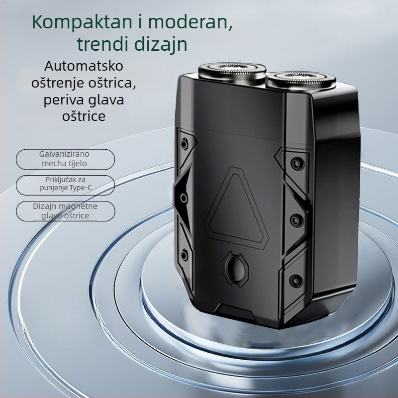 Muški električni brijač u Mecha-stilu, kompaktan, prijenosni, punjiv, perivi DS07