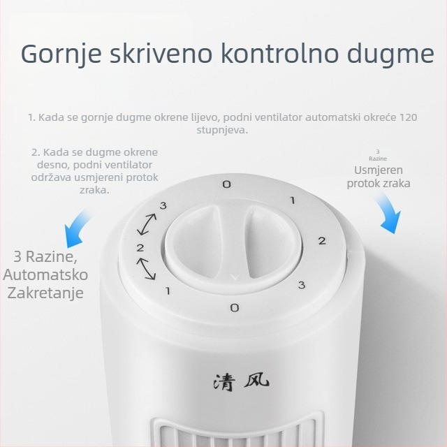 Toranj ventilator za pod bez lopatica, kućna upotreba, tih i energetski učinkovit
