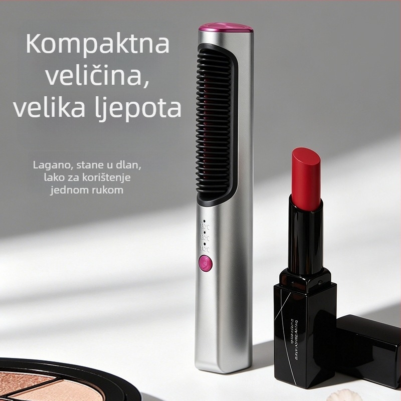 Mini bežični češalj za ravnanje i uvijanje kose za šiške – dvostruko korišten alat za styling kod kuće