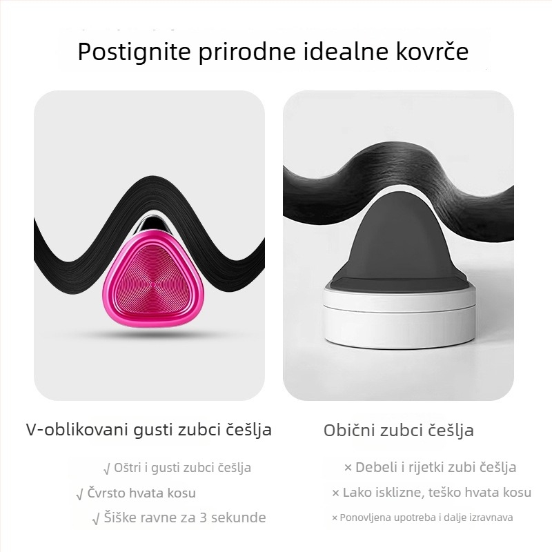 Mini bežični češalj za ravnanje i uvijanje kose za šiške – dvostruko korišten alat za styling kod kuće