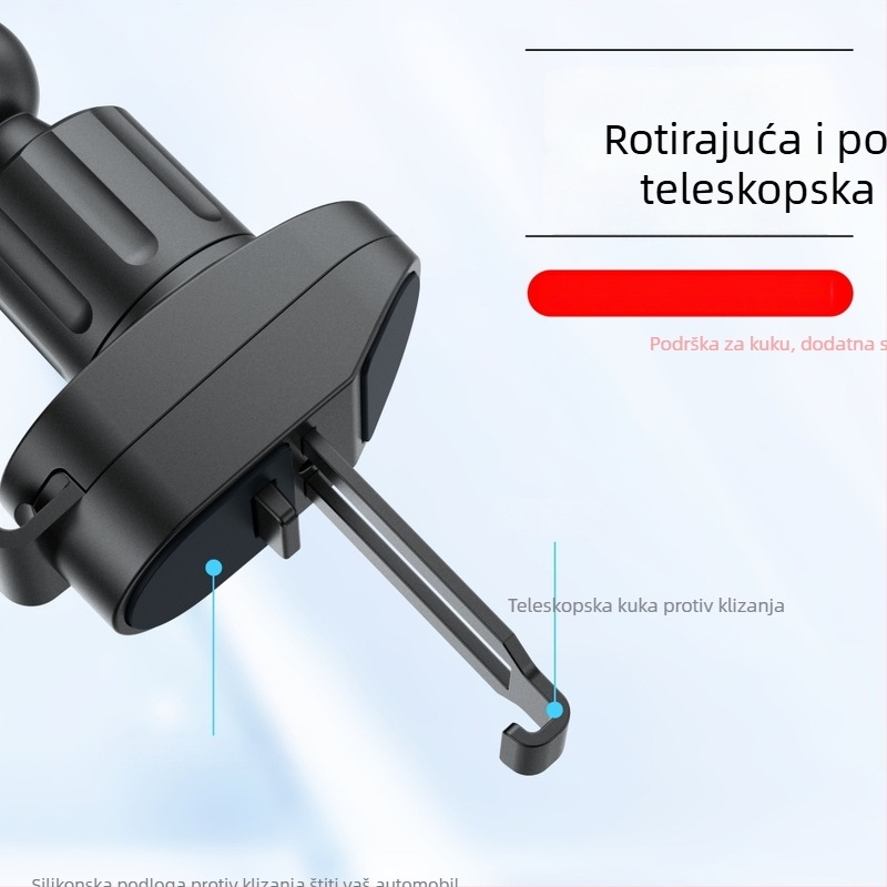 Držač za automobil za ventilaciju s klipsom, držač za navigaciju i telefon, horizontalno/vertikalno pričvršćivanje, produžni kukica, dodatak