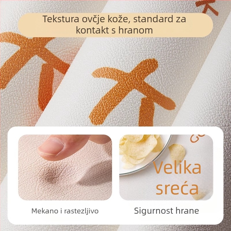 Krem boje mat za kuhinjski otok, polukružnog oblika, vodootporan, otporan na masnoće, periv, toplinski otporan, s francuskim visokim luksuznim štihom, ovalni stolnjak.