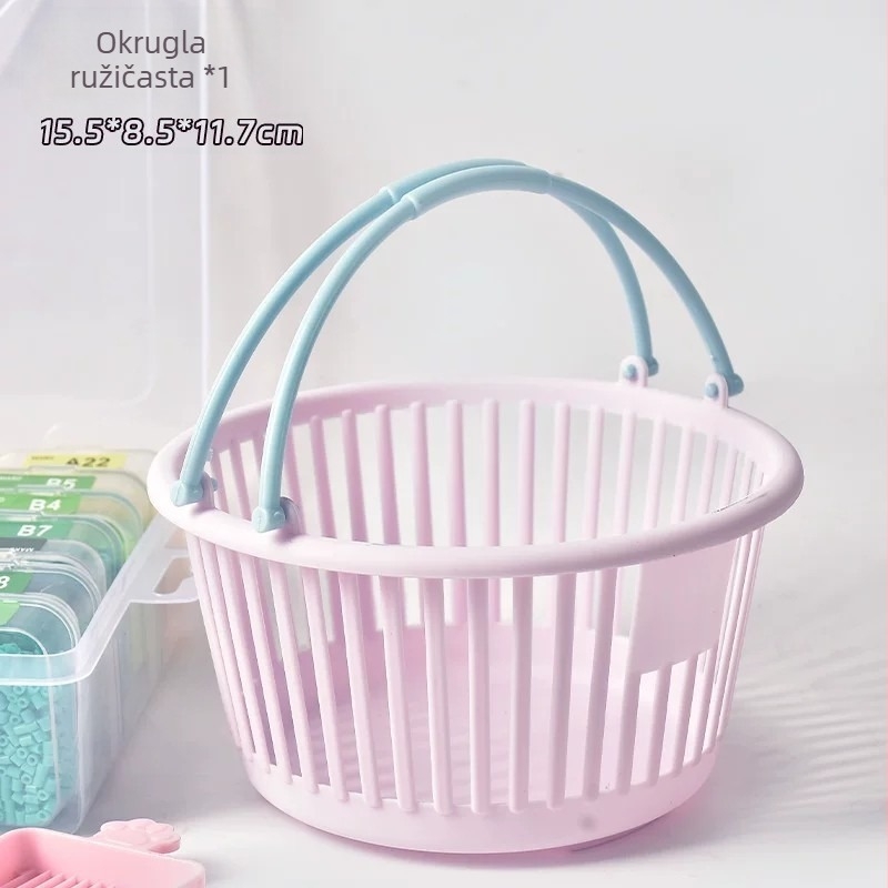 Plastična košara za pohranu u makaron bojama za DIY rukotvorine, prijenosni organizator s odvodom