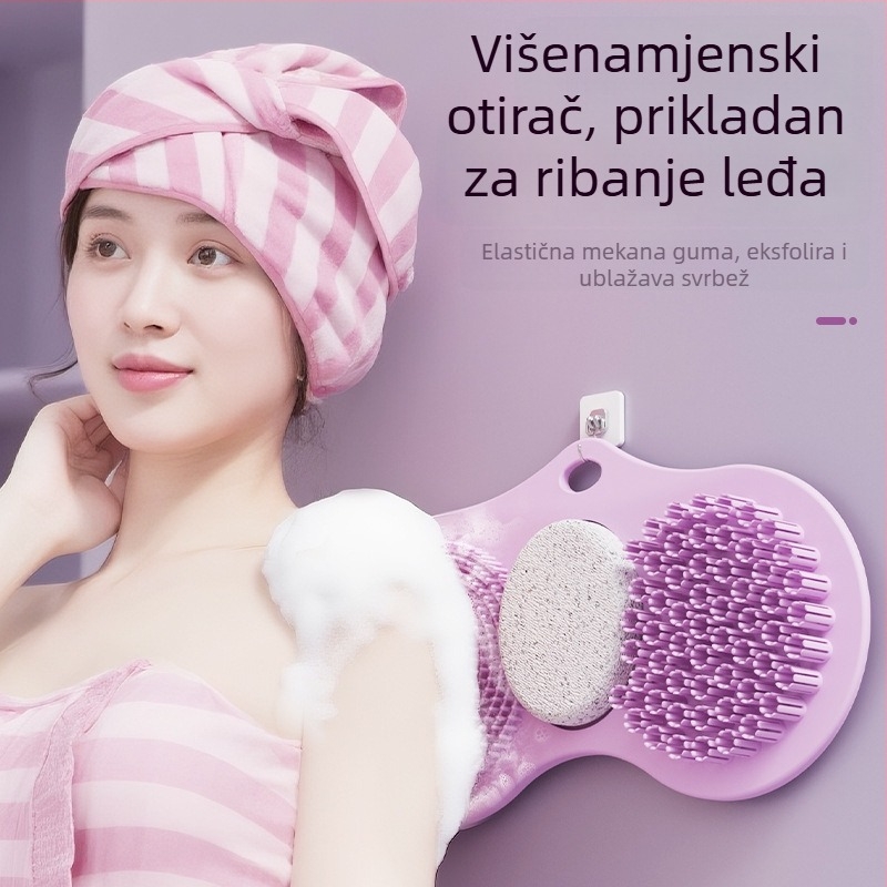 Kupaonska akupresurna podloga za stopala sa četkom od bambusovih izdanka, vulkanski kamen za exfolijaciju i mekan gumeni jastučić za masažu stopala