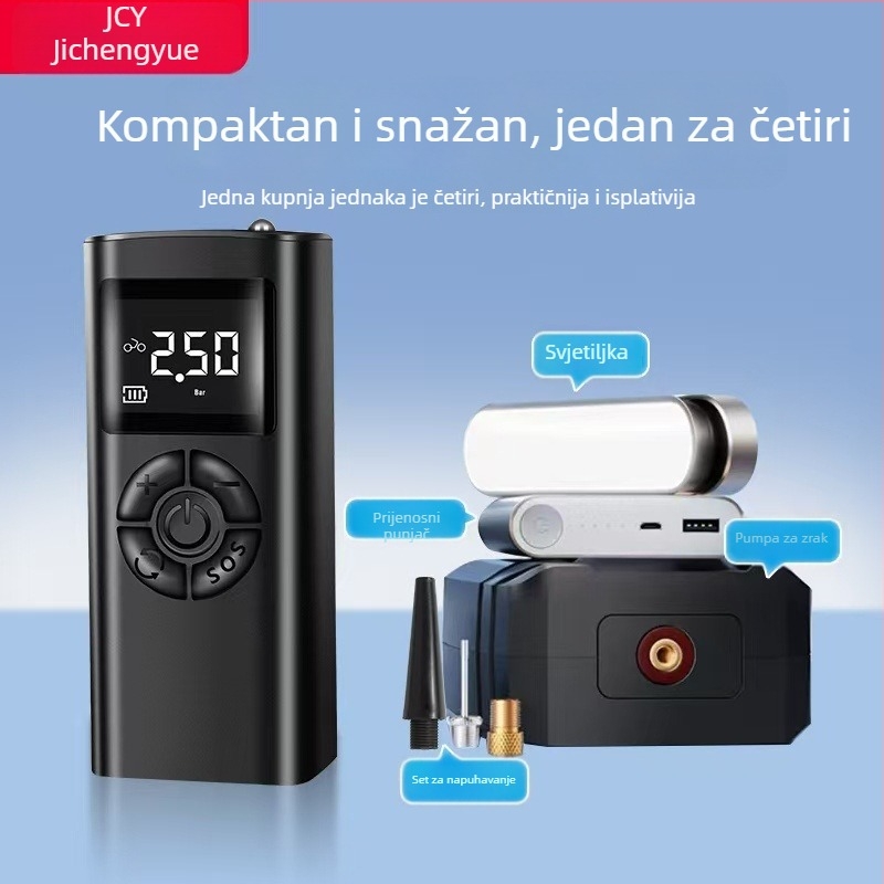 Chongqishi prijenosna pumpa za auto gume s digitalnim zaslonom, bežična, punjiva, 12V visokotlačna električna pumpa