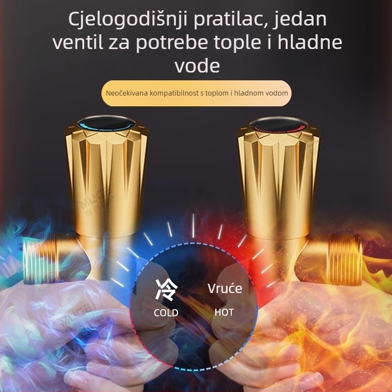 Nehrđajući čelični troputni kutni ventil za tople i hladne vode, jedan ulaz i dva izlaza