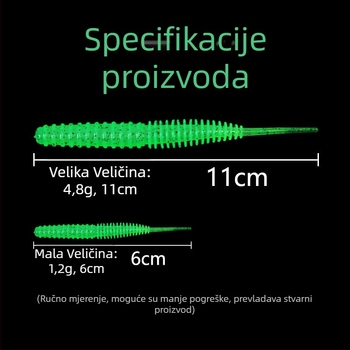 Mekana mamac s iglastim repom, 6 cm ili 11 cm, lagano treseći crv, mamac za slatkovodni ribolov, monokromatski ili dvobojni