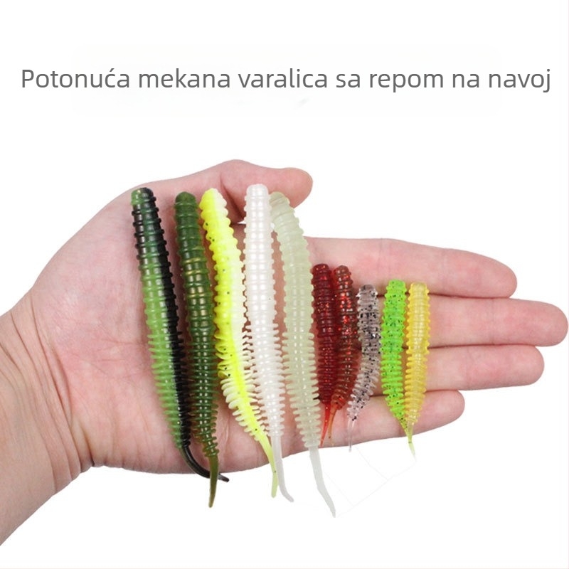 Mekana mamac s iglastim repom, 6 cm ili 11 cm, lagano treseći crv, mamac za slatkovodni ribolov, monokromatski ili dvobojni