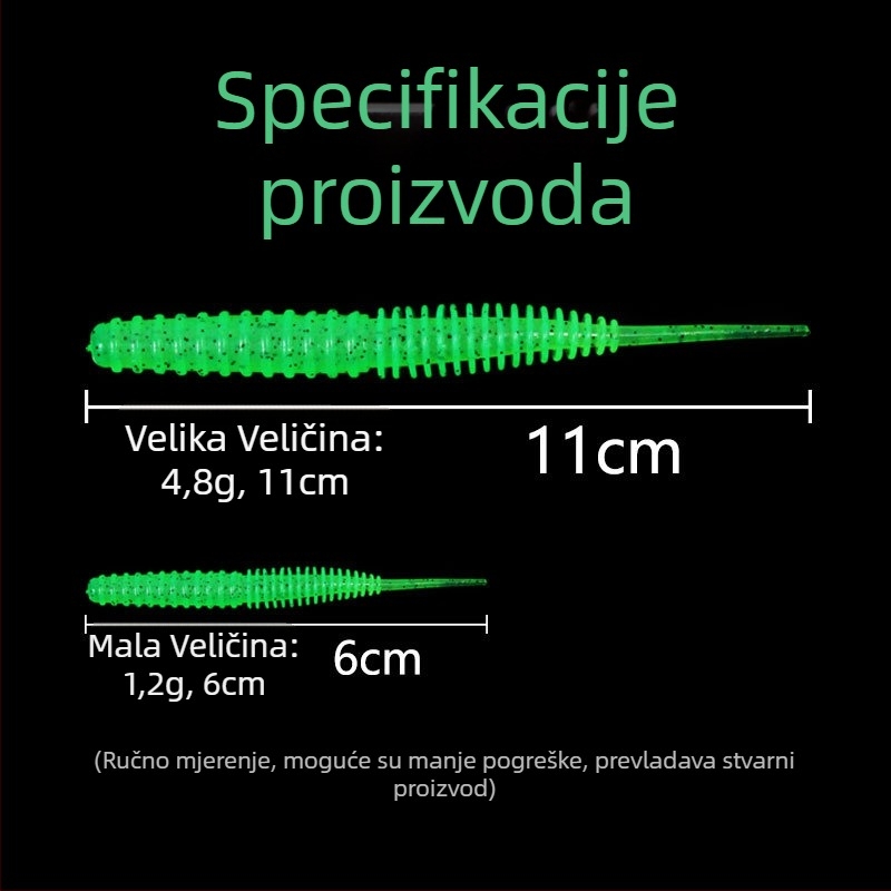 Mekana mamac s iglastim repom, 6 cm ili 11 cm, lagano treseći crv, mamac za slatkovodni ribolov, monokromatski ili dvobojni
