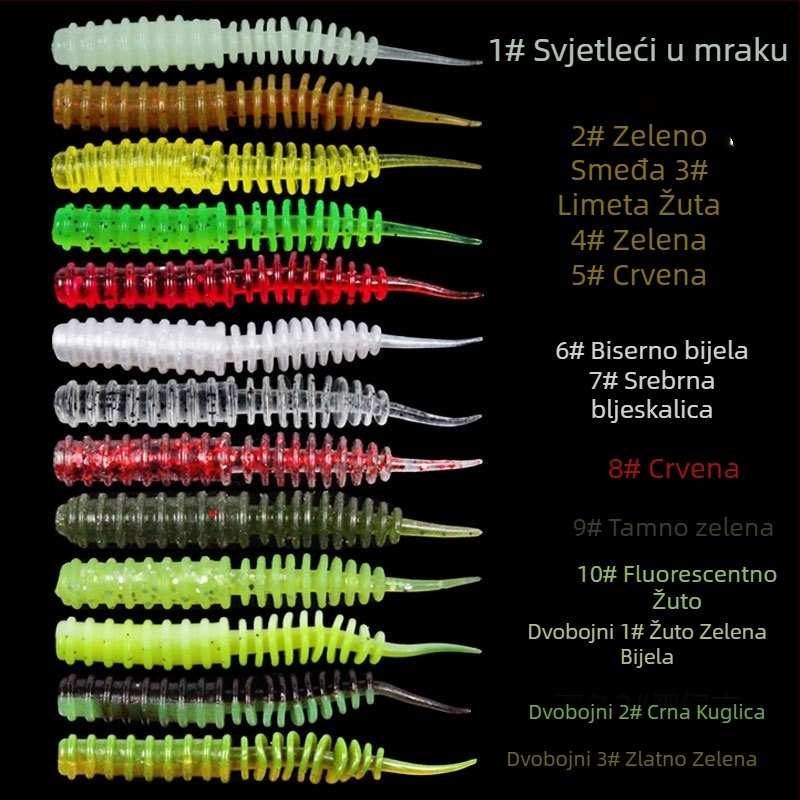 Mekana mamac s iglastim repom, 6 cm ili 11 cm, lagano treseći crv, mamac za slatkovodni ribolov, monokromatski ili dvobojni