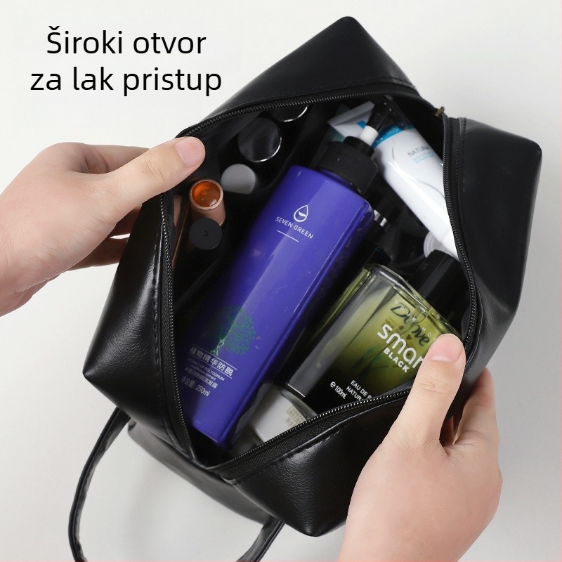 PU vodootporna kvadratna torbica za toaletne potrepštine i kozmetiku s ručkom, za putovanja