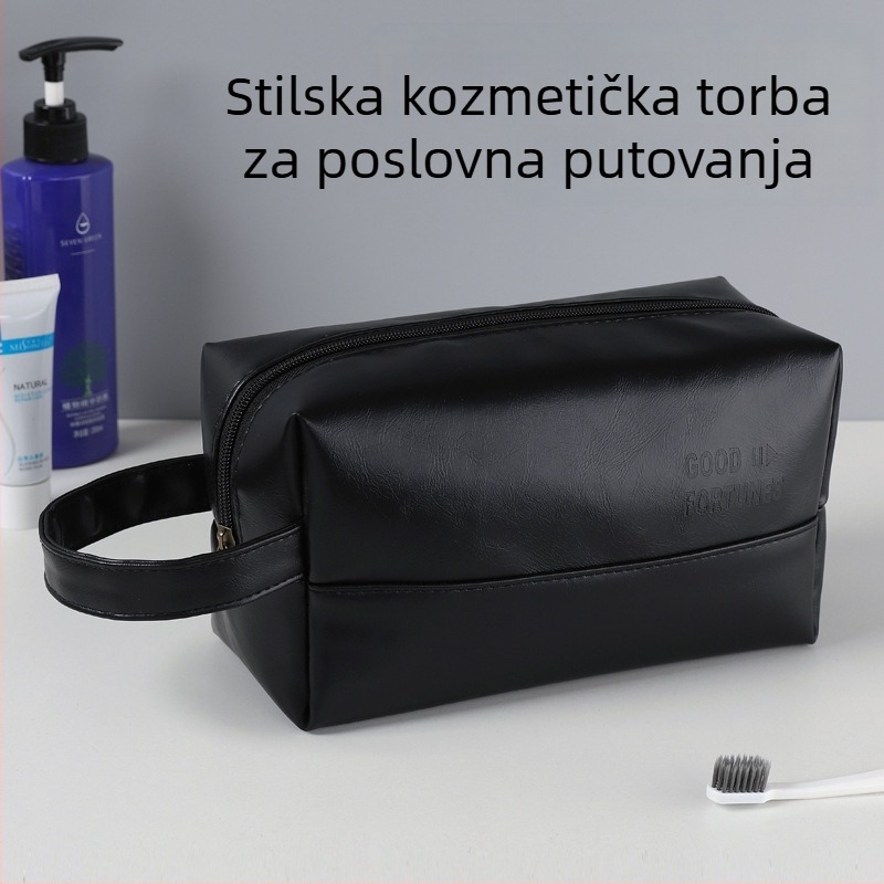 PU vodootporna kvadratna torbica za toaletne potrepštine i kozmetiku s ručkom, za putovanja