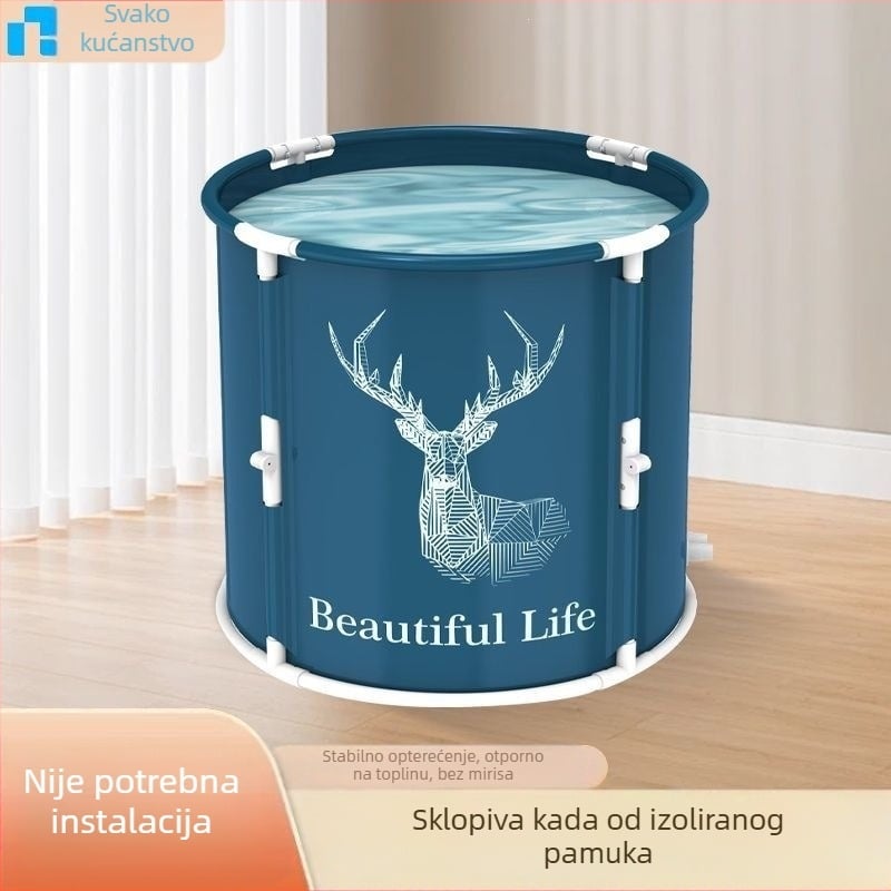 Sklopiva kada za kupanje, bez montaže, pohranjivanje jednim pritiskom, pogodna za odrasle i djecu, debele stijene, velika kapaciteta