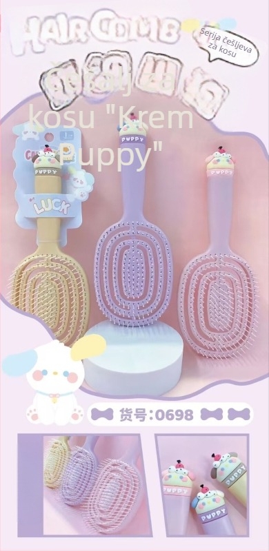 Cream Dog serija masažni češalj za stiliziranje, za dugu kosu i ravnu kosu, plastični, 20 cm, žene