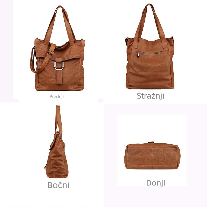 Ženska torba od punog kože, casual, extralarge kapacita, torba za ramena/crossbody, zaključavanje, za jesen i zimu