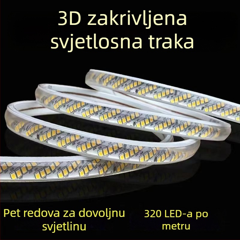 Vodootporna LED traka 220V, 320 LED-ova, visoka svjetlina, dijagonalni raspored pet redova, unutarnje osvjetljenje