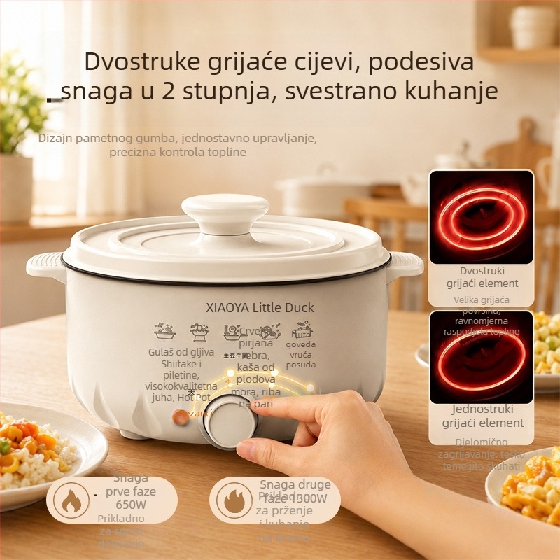 Neprijanjajući električni wok i lonac, sve-u-jednom, velik kapacitet 4–5 L za parenje, kuhanje i prženje