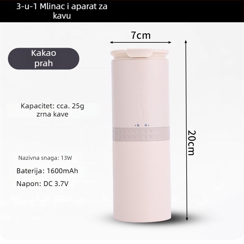 Kompaktni 3-u-1 električni aparat za kavu s automatskim mlinom za zrna – prenosiv za kućnu upotrebu