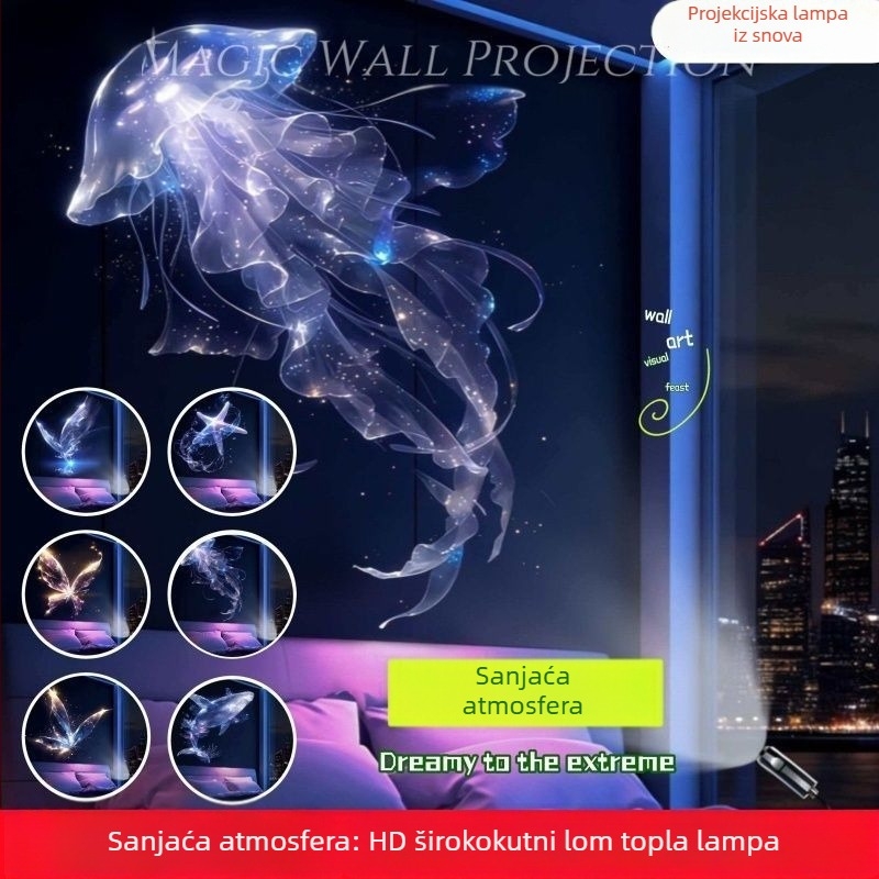26 Bestseler USB Lampa s projekcijom leptira – Poklon za parove, atmosfera spavaće sobe, kreativna noćna lampa uz krevet