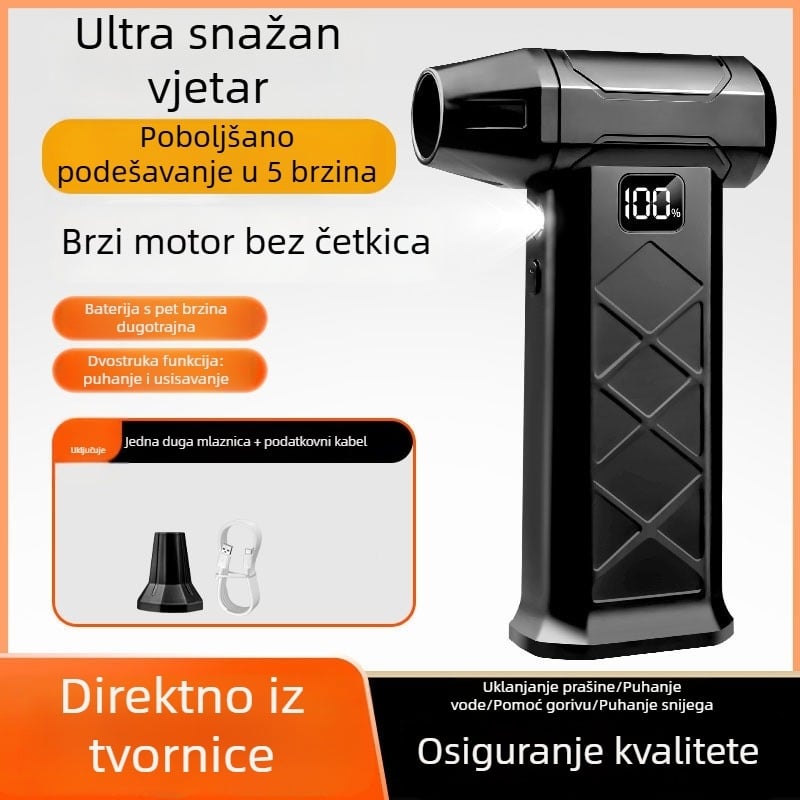 Ručni ventilator s brushless motorom, visoke brzine turbina, kompaktnog dizajna, USB punjenje, ugrađena baterija 2000–4000 mAh, za vanjsku upotrebu