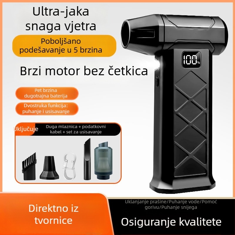 Ručni ventilator s brushless motorom, visoke brzine turbina, kompaktnog dizajna, USB punjenje, ugrađena baterija 2000–4000 mAh, za vanjsku upotrebu