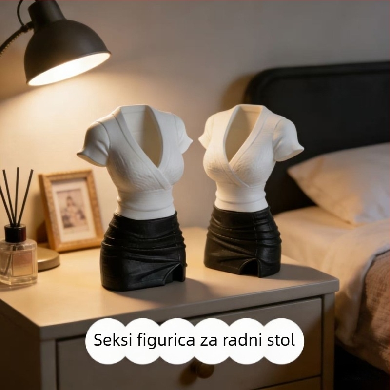 Bijeli čipkasti ukras za stol, 3D-printsani apstraktni dekor za noćni ormarić