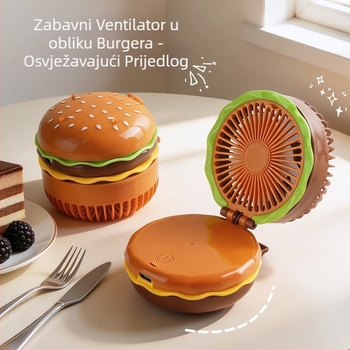 Stolni ventilator u obliku hamburgera, mini ručni ventilator, USB punjenje