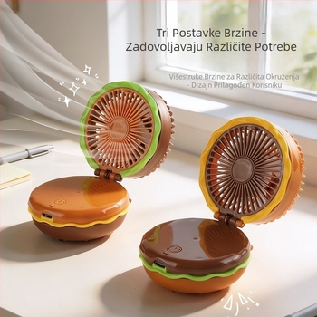 Stolni ventilator u obliku hamburgera, mini ručni ventilator, USB punjenje