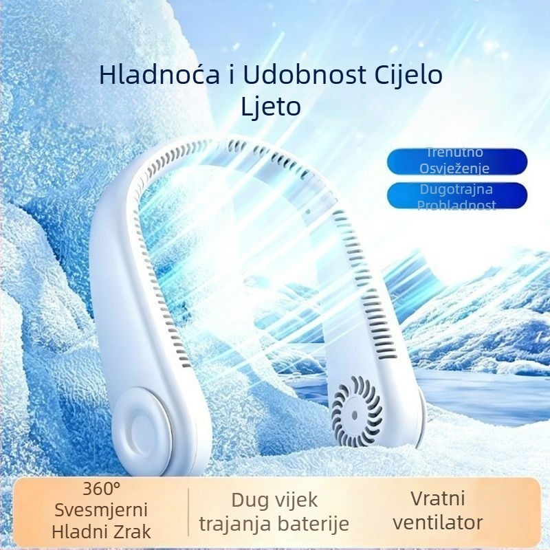 Novi bezlopatni ventilator oko vrata s turbinskim hlađenjem, prijenosni USB punjivi mini ventilator za vanjsku upotrebu